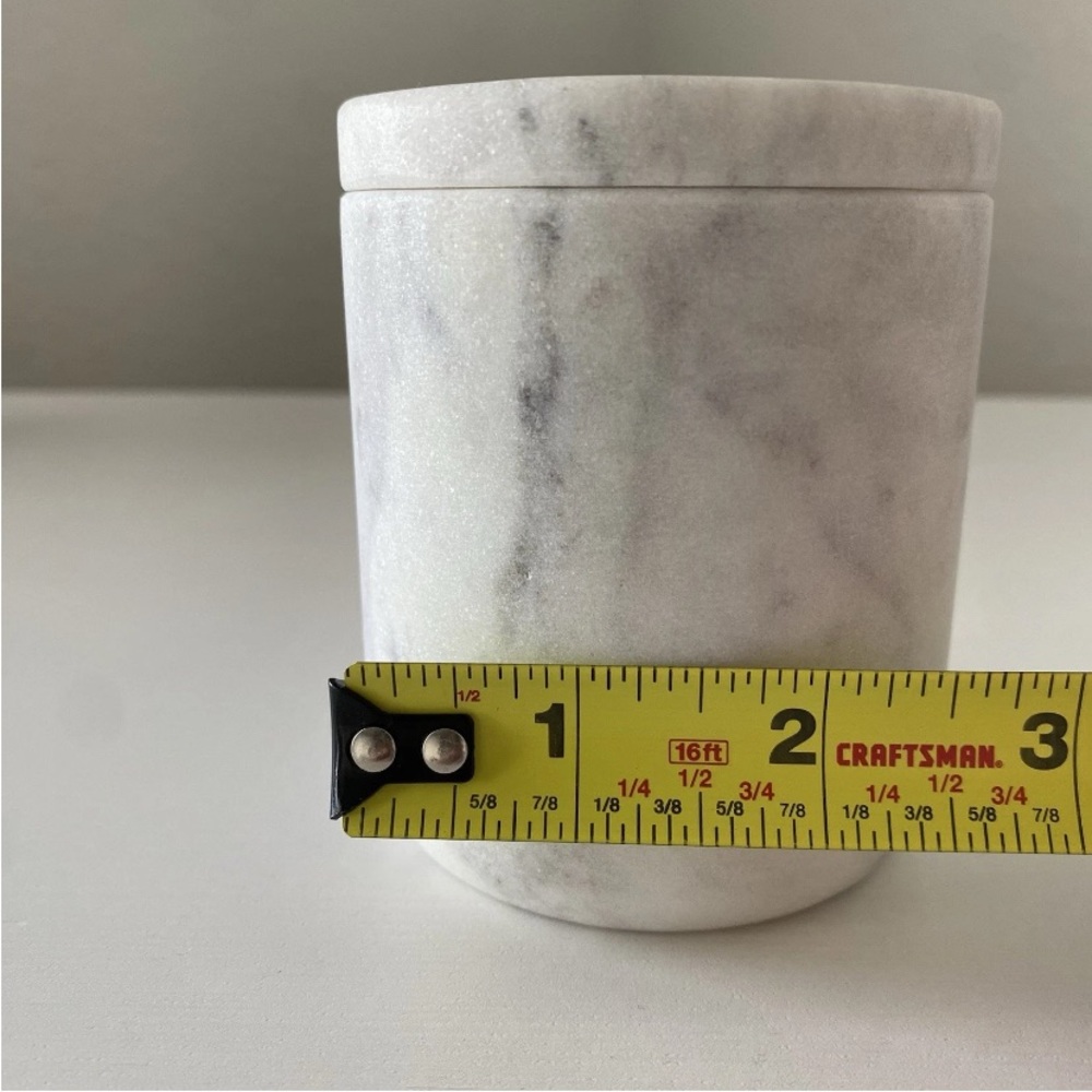 CB2 Vanity Bathroom Nexus White Marble Canister - Picture 8 of 9